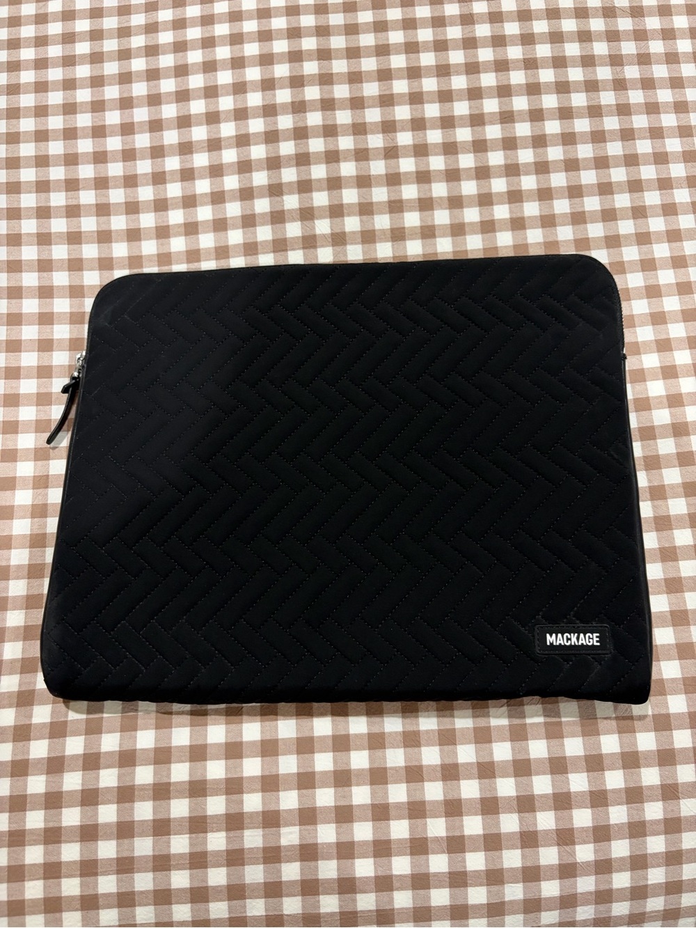 MACKAGE LAPTOP SLEEVE excellent condition. Black Quilted with leather trim